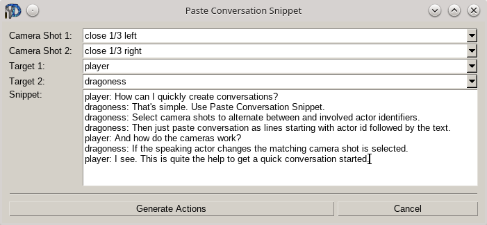 Conversation snippet editor