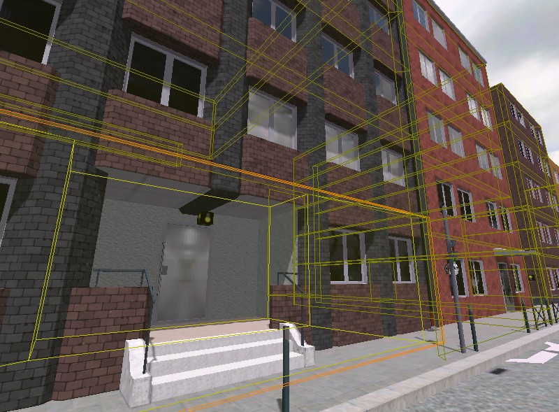 Building facades with occlusion meshes for each segment