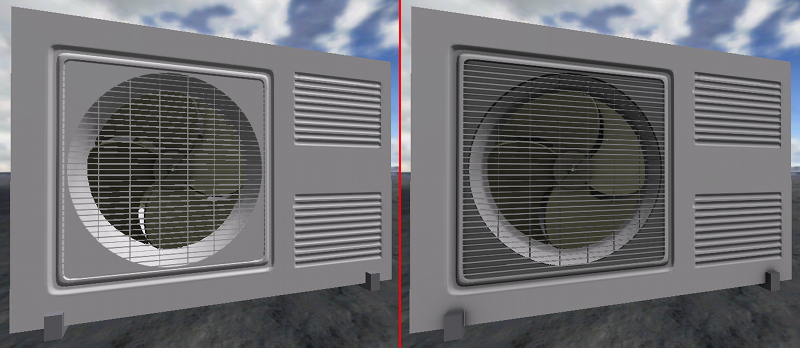 Material with and without ambient occlusion