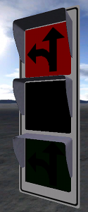 Traffic light with 3 different emissivity.intensity renderables set to different values